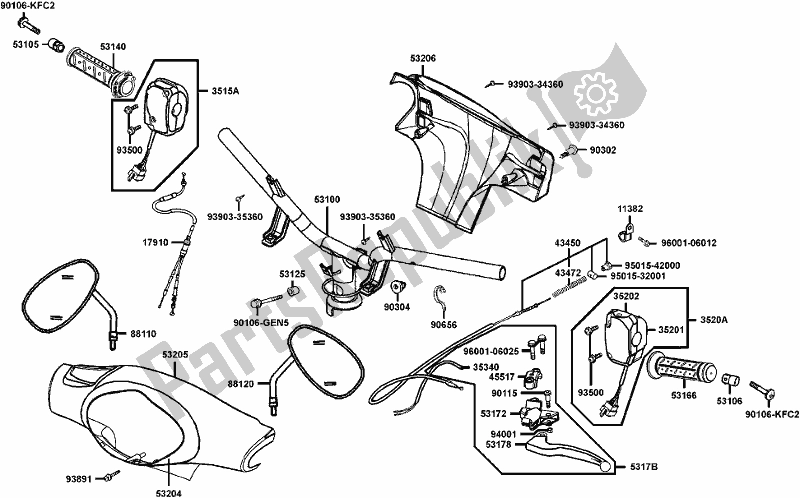 Todas las partes para F03 - Handle Steering/ Handle Cover de Kymco BA 30 AA AU -People 150 30150 2005